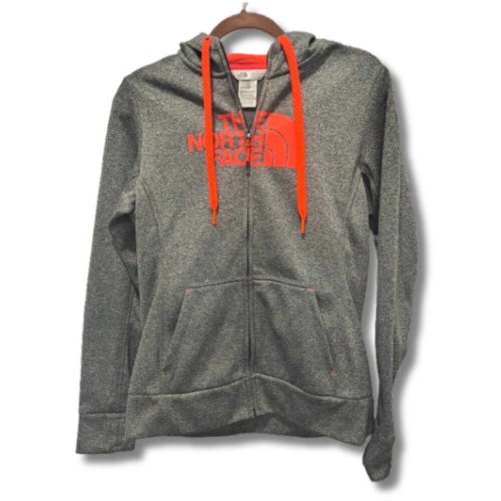 North Face hoodie Womens M grey/orange-pink, full zip
